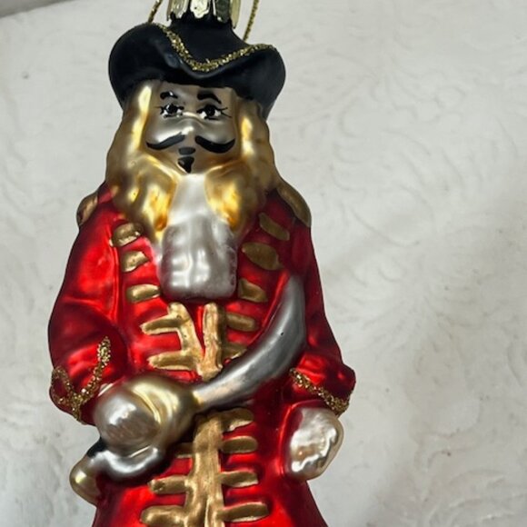 Pirate Buccaneer w/Sword Treasure Chest Glitter Christmas Glass Ornament 2"x5" - Picture 9 of 12